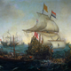 Dutch ships ramming Spanish galleys off the Flemish coast in October 1602.